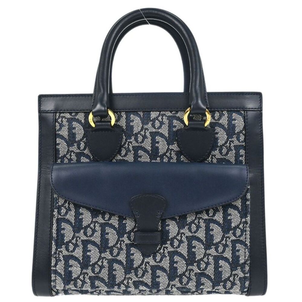 Christian Dior Vintage Trotter Pocket Diorissimo Canvas Navy Canvas Tote Bag Bag